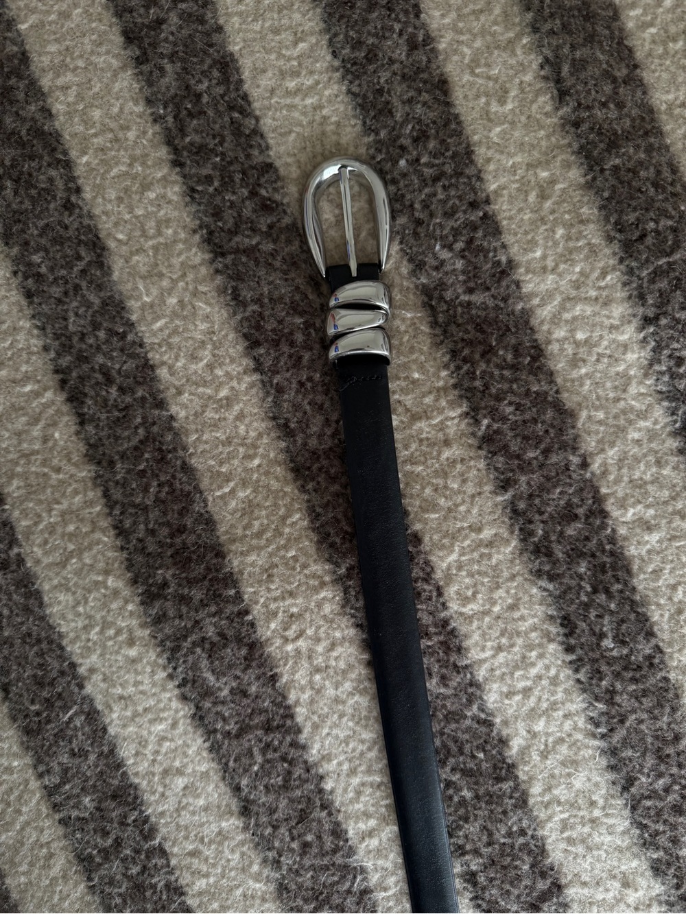 Madewell Black Leather Belt with Silver Buckle